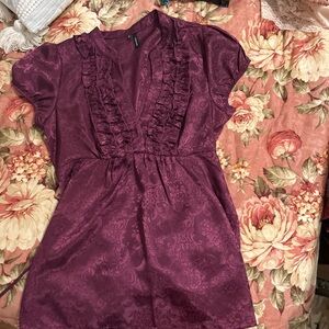 Maurices Purple Blouse with Ruffle Detail